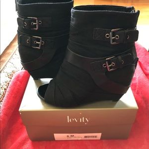 Levity “Ellie” open toe wedge boots